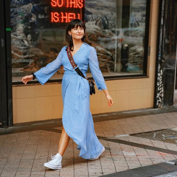 Ganni Floral Print Georgette Maxi Wrap Dress - Picture 3 of 6